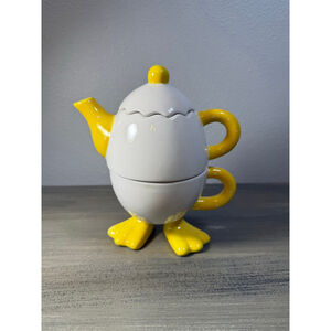 Bella Casa by Ganz Chick Teapot Yellow Ceramic Spring Easter Decor